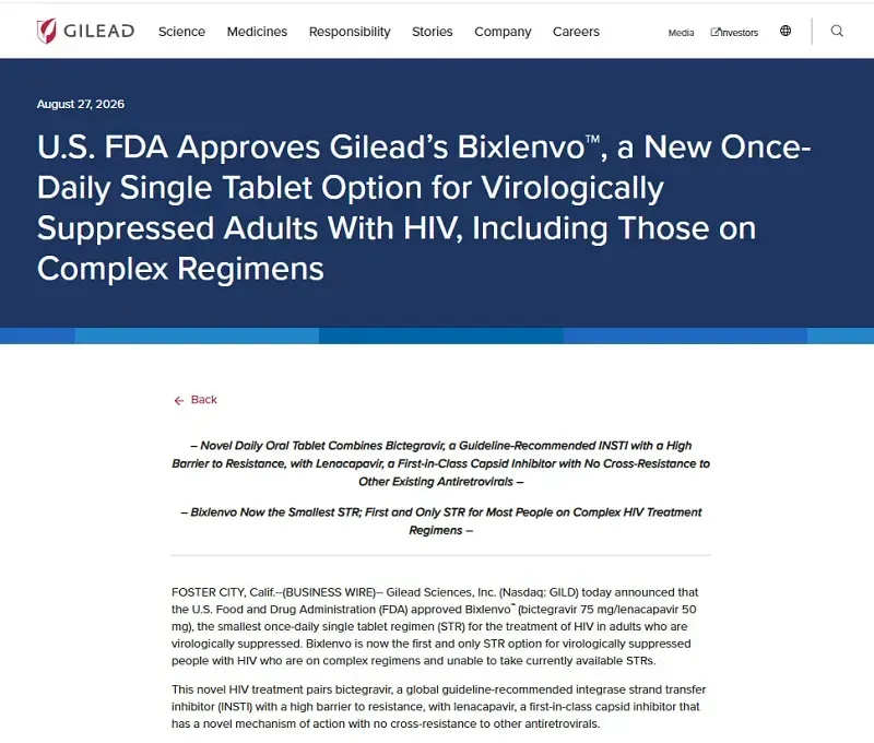 FDA ph&ecirc; duyệt thuốc điều trị HIV dạng vi&ecirc;n uống h&agrave;ng ng&agrave;y