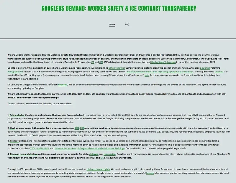 Gần 1.000 nh&acirc;n vi&ecirc;n Google k&ecirc;u gọi c&ocirc;ng ty tho&aacute;i vốn khỏi ICE v&agrave; CBP