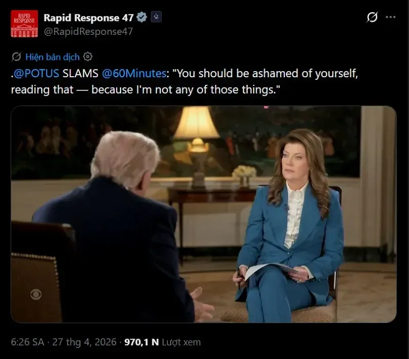 Trump chỉ tr&iacute;ch CBS v&igrave; &ldquo;tuy&ecirc;n truyền&rdquo; cho nghi phạm nổ s&uacute;ng ở Nh&agrave; Trắng