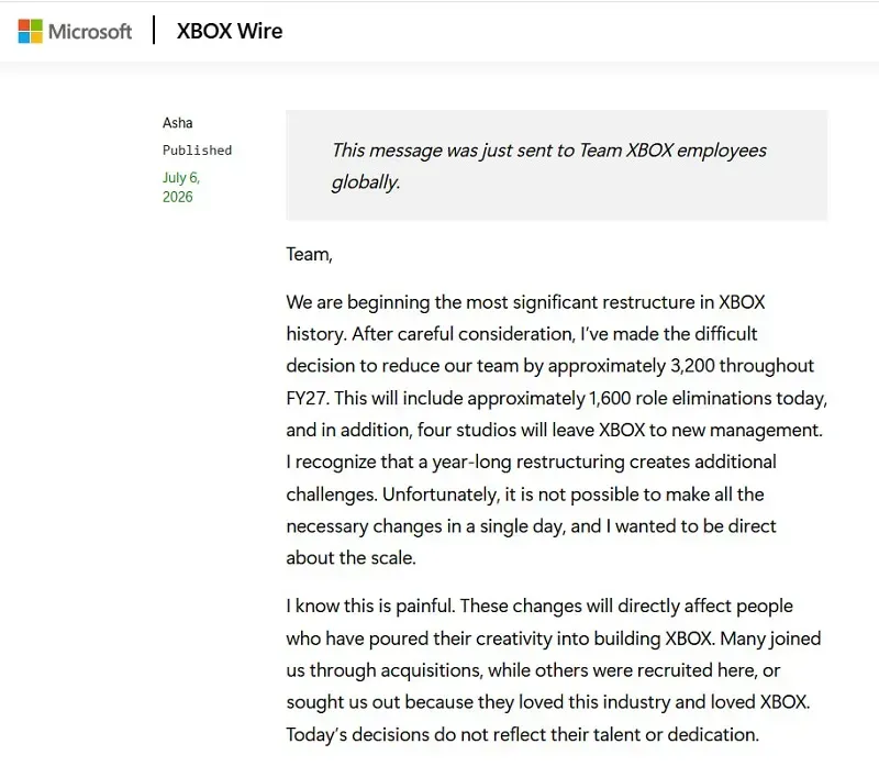 Microsoft cắt giảm hơn 3.000 nh&acirc;n sự tại Xbox do kinh doanh sa s&uacute;t