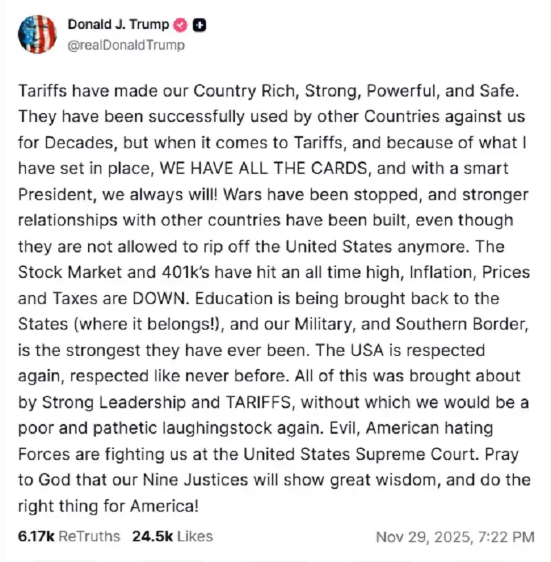 Trump kêu gọi SCOTUS ra phán quyết có lợi vụ kiện thuế quan