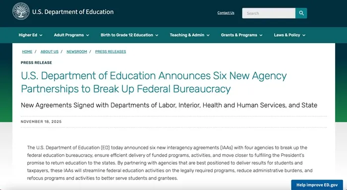 Hoa Kỳ bắt đầu tiến trình giải thể Bộ Giáo dục