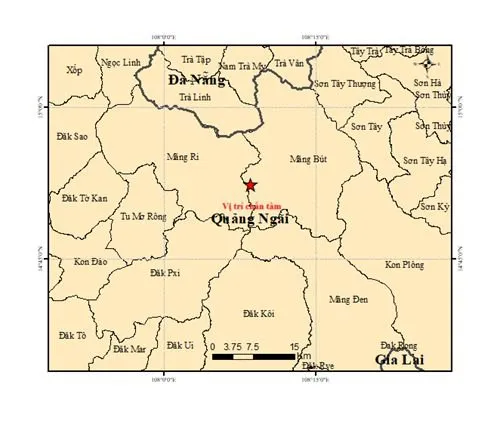 Động đất liên tiếp xảy ra tại tỉnh Quảng Ngãi