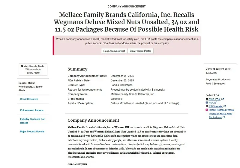 FDA-Thu-hoi-hat-hon-hop-khong-muoi-vi-nguy-co-nhiem-khuan-salmonella-2.webp FDA: Thu hồi hạt hỗn hợp không muối vì nguy cơ nhiễm khuẩn salmonella