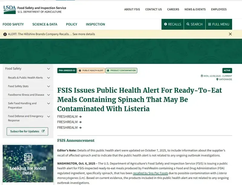Hoa Kỳ: Sản phẩm chứa rau nhiễm khuẩn listeria bị thu hồi, USDA cảnh báo khẩn