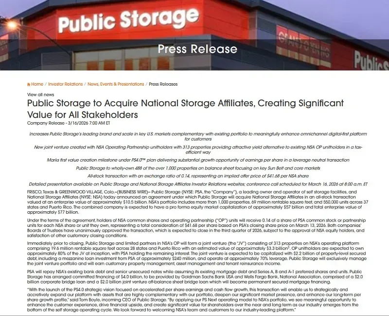 Sắp xuất hiện &ldquo;si&ecirc;u đế chế&rdquo; trong lĩnh vực kho tự lưu trữ tại Hoa Kỳ?