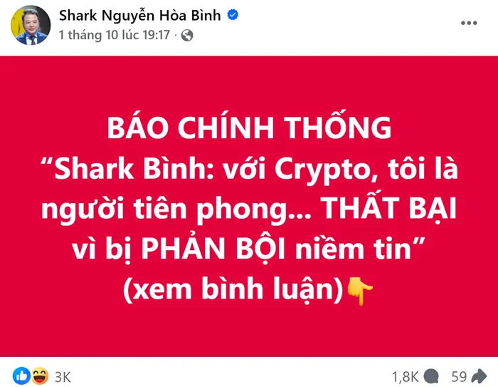 Việt Nam: Khởi tố Shark Nguyễn Hòa Bình, tạm giữ 900 tỷ đồng