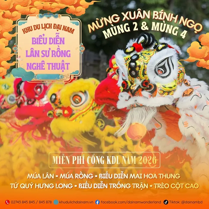 Khu du lịch Đại Nam miễn ph&iacute; cổng v&agrave;o dịp Tết B&iacute;nh Ngọ 2026