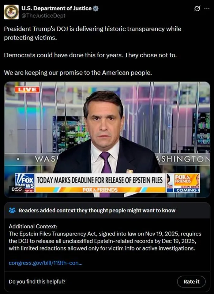 Bộ Tư ph&aacute;p Hoa Kỳ c&ocirc;ng bố hồ sơ t&agrave;i liệu về Jeffrey Epstein 