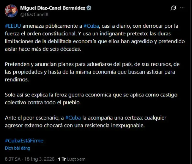 Hoa Kỳ cấm Cuba nhận dầu từ Nga