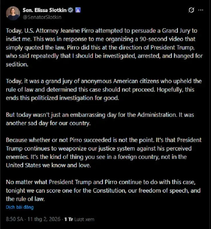 Kh&ocirc;ng truy tố h&igrave;nh sự 6 nghị sĩ DP k&ecirc;u gọi qu&acirc;n đội bất tu&acirc;n Trump