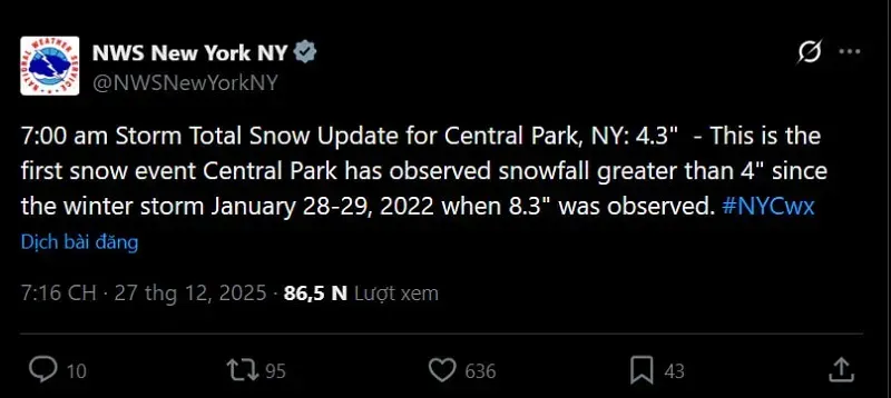 anh-.webp Hoa Kỳ: Thời tiết mùa đông gây gián đoạn giao thông nghiêm trọng