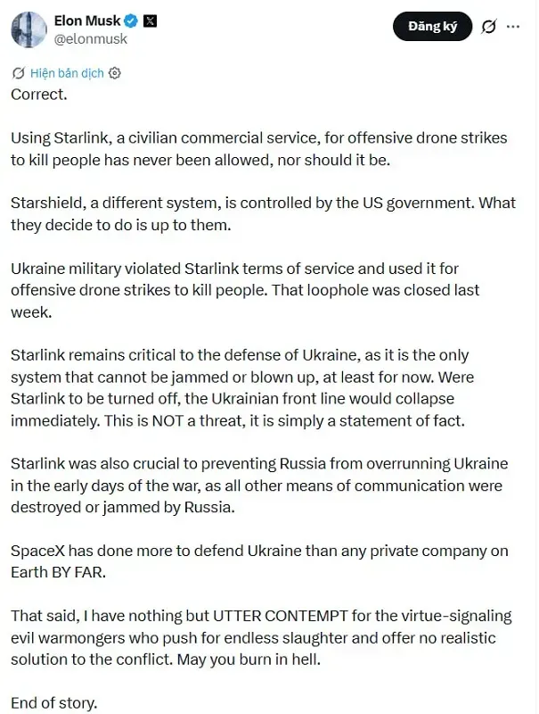 &Ocirc;ng Elon Musk đứng sau vụ Starlink gi&aacute;n đoạn ở Ukraine?