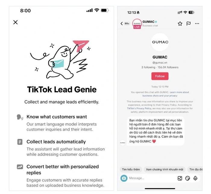 TikTok ra mắt Chatbot AI giúp doanh nghiệp phản hồi khách hàng 24/7 TikTok ra mắt Chatbot AI giúp doanh nghiệp phản hồi khách hàng 24/7