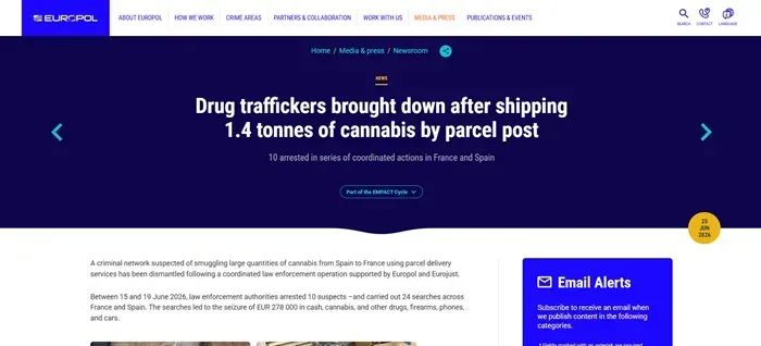 Ph&aacute;p - T&acirc;y Ban Nha phối hợp triệt ph&aacute; đường d&acirc;y bu&ocirc;n lậu 1,45 tấn cần sa 