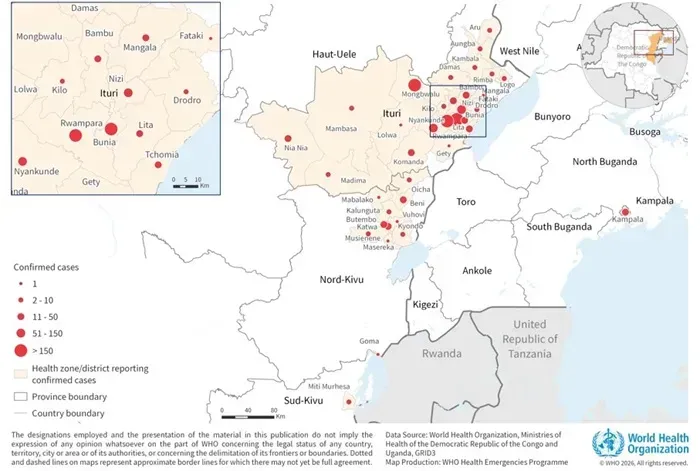 WHO cảnh báo virus Ebola Bundibugyo lan rộng, hơn 1.400 ca mắc