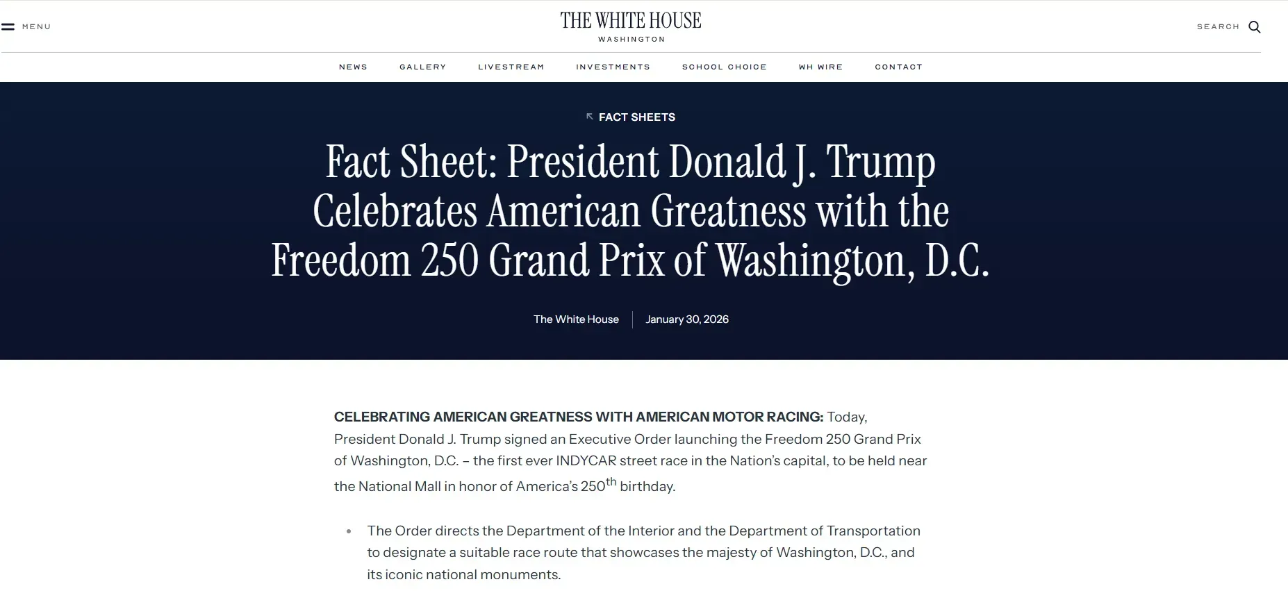 &Ocirc;ng Trump tổ chức giải đua IndyCar tại Washington D.C