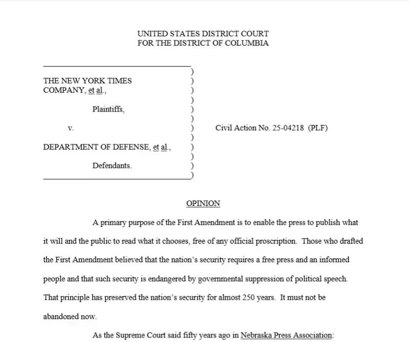 Thẩm ph&aacute;n li&ecirc;n bang b&aacute;c bỏ ch&iacute;nh s&aacute;ch hạn chế b&aacute;o ch&iacute; tại Lầu Năm G&oacute;c