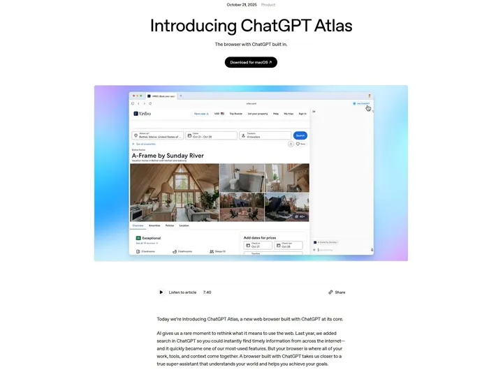 OpenAI ra mắt trình duyệt ChatGPT Atlas