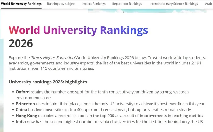 Oxford dẫn đầu bảng xếp hạng đại học tốt nhất thế giới năm 2026