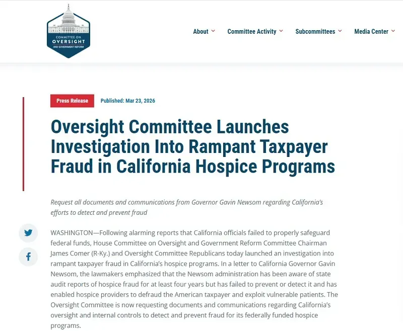 Quốc hội điều tra chương tr&igrave;nh chăm s&oacute;c cuối đời tại California