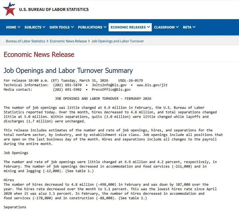 Hoa Kỳ: Số lượng vị tr&iacute; tuyển dụng giảm, việc l&agrave;m th&aacute;ng 2 chững lại