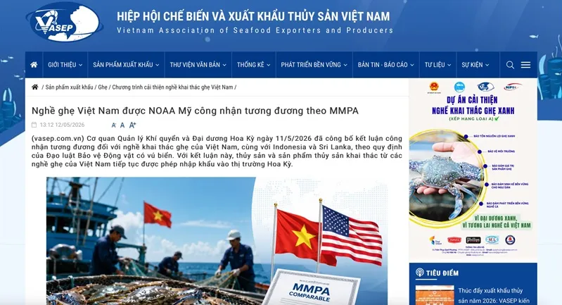 Ghẹ Việt Nam đ&oacute;n t&iacute;n hiệu t&iacute;ch cực từ thị trường Hoa Kỳ