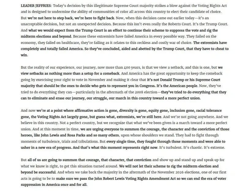 SCOTUS g&acirc;y tranh c&atilde;i v&igrave; ph&aacute;n quyết về quyền bầu cử, phe D&acirc;n chủ l&ecirc;n tiếng