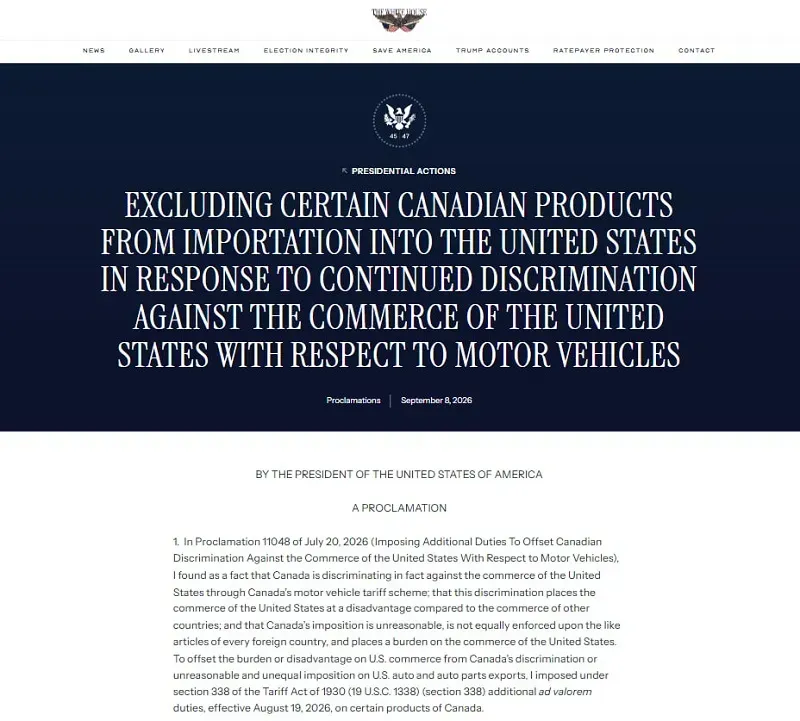 Hoa Kỳ cấm nhập khẩu xe m&aacute;y, sữa, đồ uống c&oacute; cồn từ Canada
