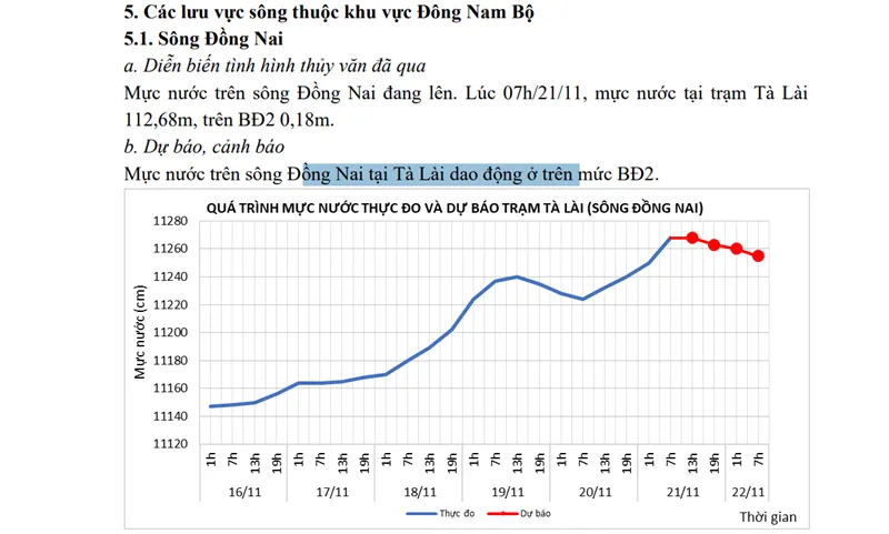 Mực nước sông Đồng Nai vượt báo động 2, nguy cơ ngập lụt rộng