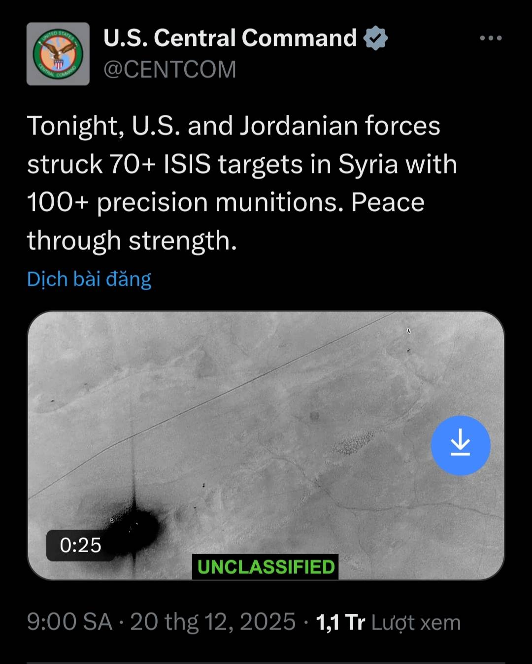 Hoa Kỳ mạnh tay kh&ocirc;ng k&iacute;ch trả đũa IS tại Syria