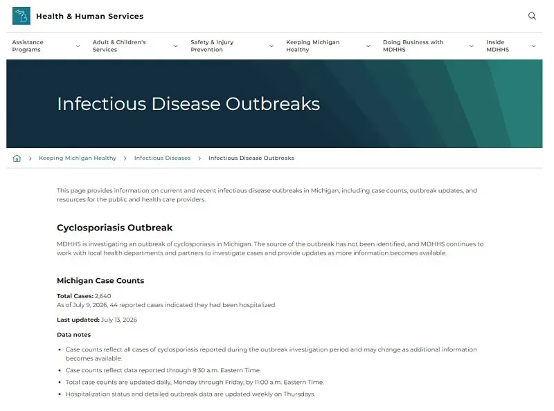 michigan-so-ca-mac-benh-cyclosporiasis-vuot-2600-ca-nghi-lien-quan-rau-salad-2.webp Michigan: Số ca mắc bệnh Cyclosporiasis vượt 2.600 ca, nghi liên quan rau salad