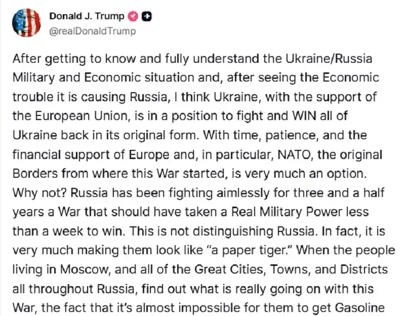 Toàn cầu biến động sau khi ông Trump tuyên bố về cơ hội chiến thắng của Ukraine