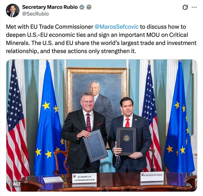 Hoa Kỳ - EU k&yacute; kết thỏa thuận hợp t&aacute;c về kho&aacute;ng sản trọng yếu