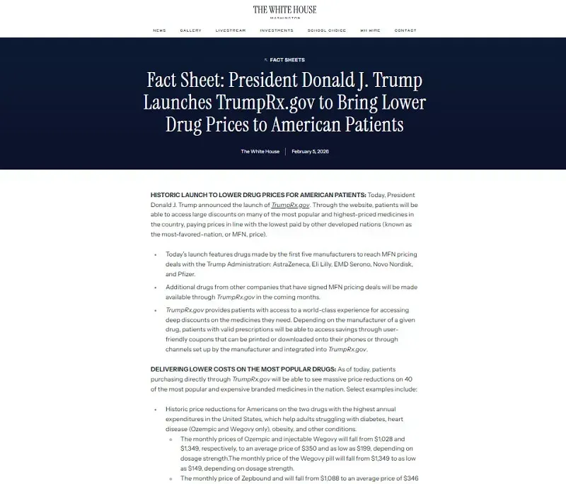 Nh&agrave; Trắng ra mắt nền tảng b&aacute;n thuốc gi&aacute; rẻ &ldquo;TrumpRx&rdquo;