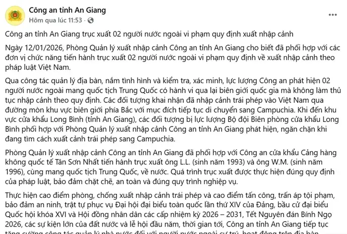Việt Nam trục xuất 2 người Trung Quốc t&igrave;m c&aacute;ch sang Campuchia
