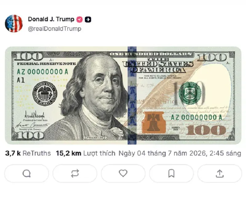 Hoa Kỳ sắp ph&aacute;t h&agrave;nh tiền giấy c&oacute; chữ k&yacute; &ocirc;ng Donald Trump