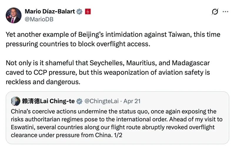 Đ&agrave;i Loan c&aacute;o buộc Trung Quốc can thiệp khiến Tổng thống bị chặn lộ tr&igrave;nh bay 