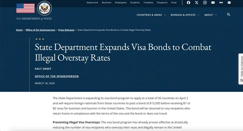 Hoa Kỳ th&ecirc;m 12 quốc gia v&agrave;o danh s&aacute;ch phải nộp ph&iacute; cọc visa 