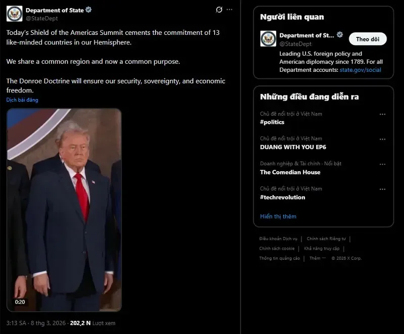 Gặp l&atilde;nh đạo Mỹ Latinh, Trump nhấn mạnh trọng t&acirc;m ch&iacute;nh s&aacute;ch ở T&acirc;y b&aacute;n cầu?