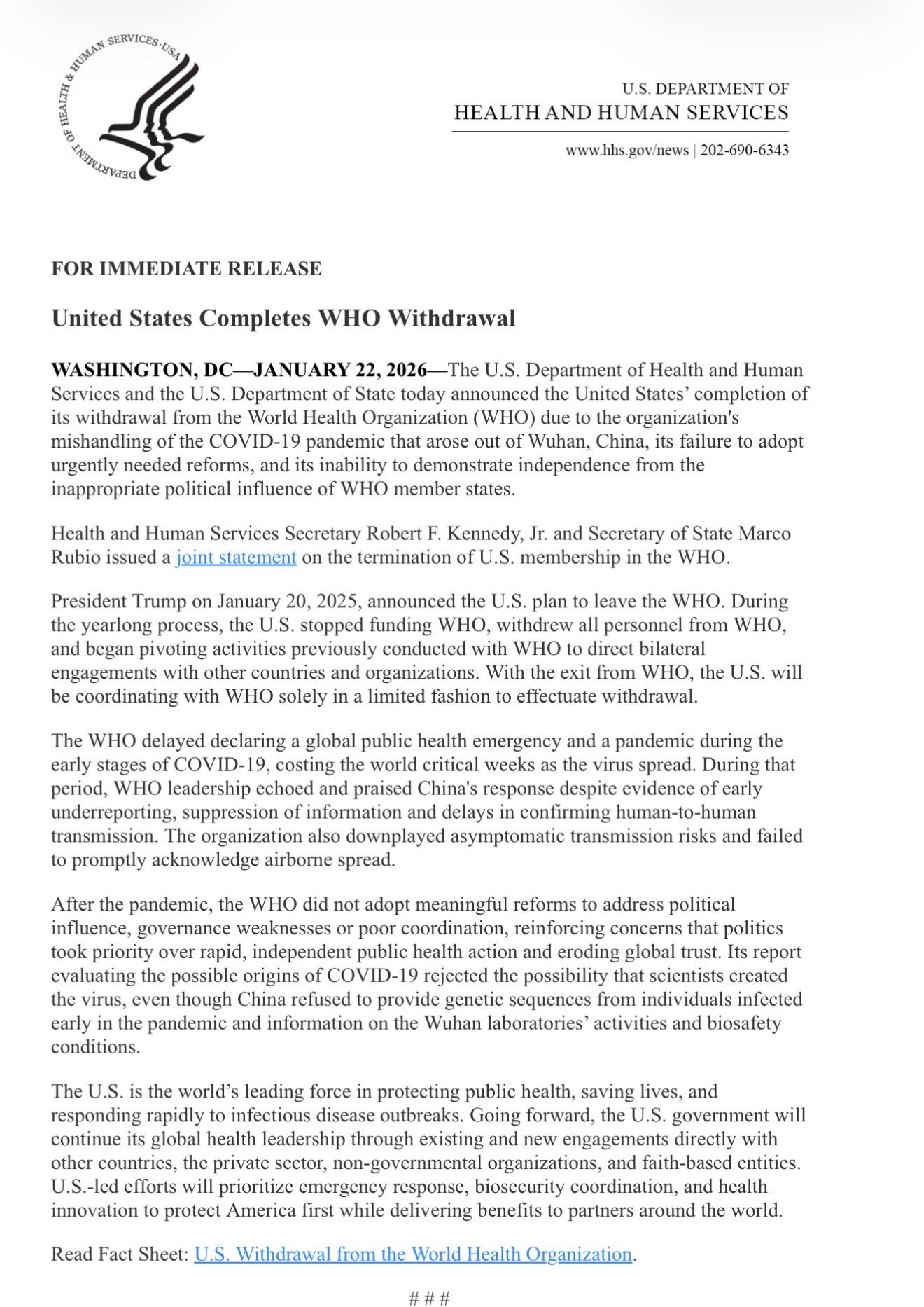 Hoa Kỳ ch&iacute;nh thức r&uacute;t khỏi Tổ chức Y tế Thế giới 