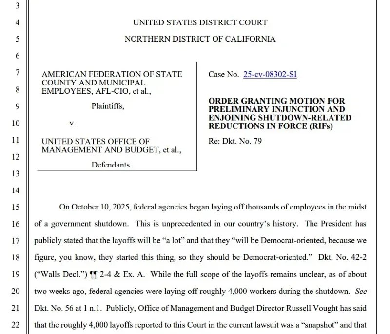 Kế hoạch sa thải nhân viên liên bang của Trump bị chặn