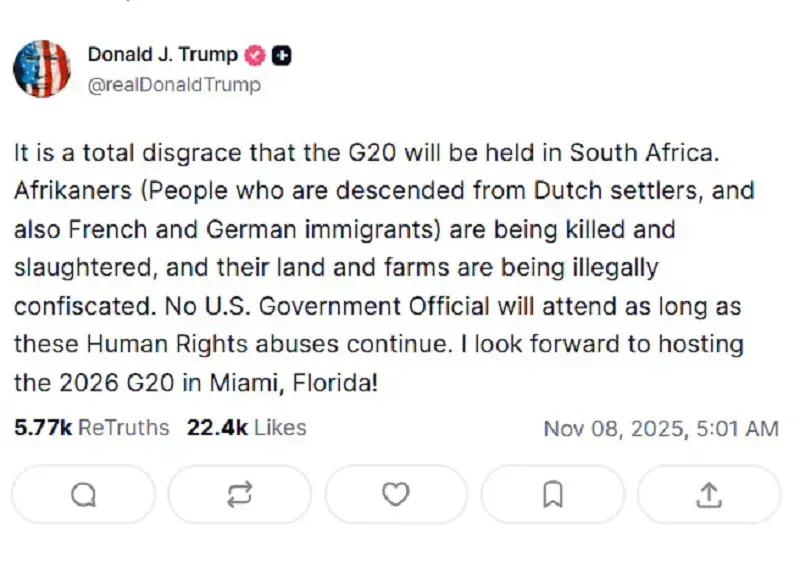 hoa-ky-1.webp Hoa Kỳ không tham dự G20 tại Nam Phi, “chủ nhà” lên tiếng