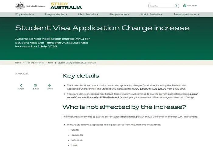 &Uacute;c điều chỉnh ph&iacute; visa du học, tăng l&ecirc;n 2.500 AUD từ ng&agrave;y 1/7 