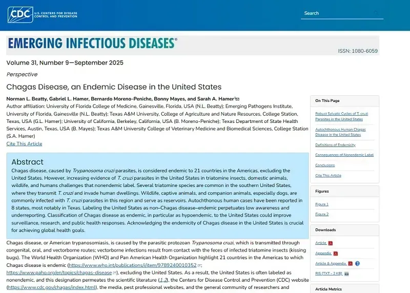 Bệnh Chagas: Mối nguy hiểm từ “bọ hôn” có dấu hiệu lan rộng tại Hoa Kỳ