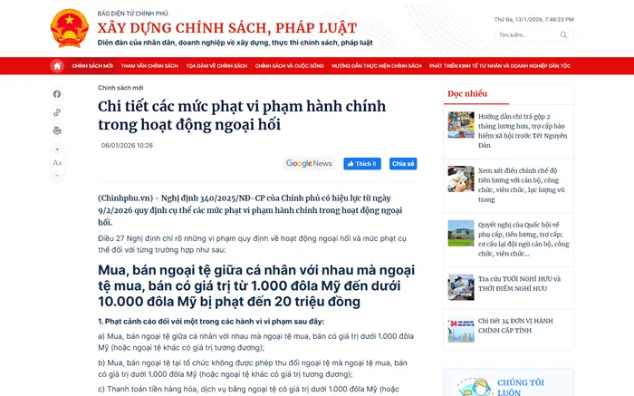 Việt Nam: Mua b&aacute;n &ldquo;trao tay&rdquo; ngoại tệ, v&agrave;ng tr&aacute;i ph&eacute;p bị phạt tới 400 triệu đồng