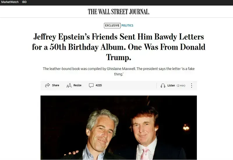 Ông Trump kiện tờ báo Wall Street Journal, DOJ tuyên bố sẵn sàng đưa vụ việc ra tòa Ông Trump kiện tờ báo Wall Street Journal, DOJ tuyên bố sẵn sàng đưa vụ việc ra tòa