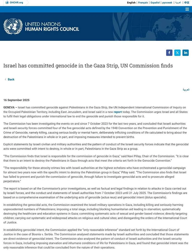 Thêm cơ quan nhân quyền kết luận Israel đang phạm tội diệt chủng ở Gaza
