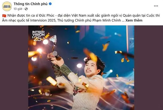 Việt Nam giành Quán quân Intervision 2025, Thủ tướng gửi thư chúc mừng