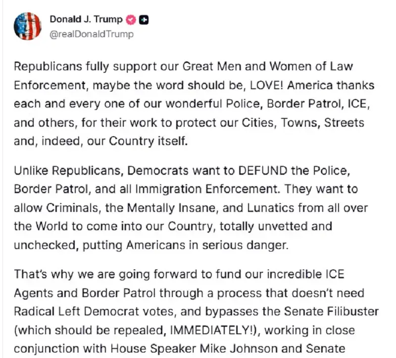 Trump v&agrave; đảng Cộng h&ograve;a c&ocirc;ng bố kế hoạch chấm dứt đ&oacute;ng cửa DHS